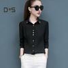Women Shirt Lapel Long Sleeve Solid Color Single Breasted Shirt Tops Office Lady Shirt Work Daily Wear