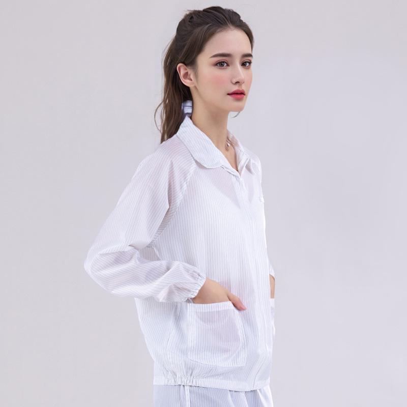 Унисекс антистатический костюм для чистых помещений - Защитная рабочая одежда без пыли (Белый/Синий) 5XL