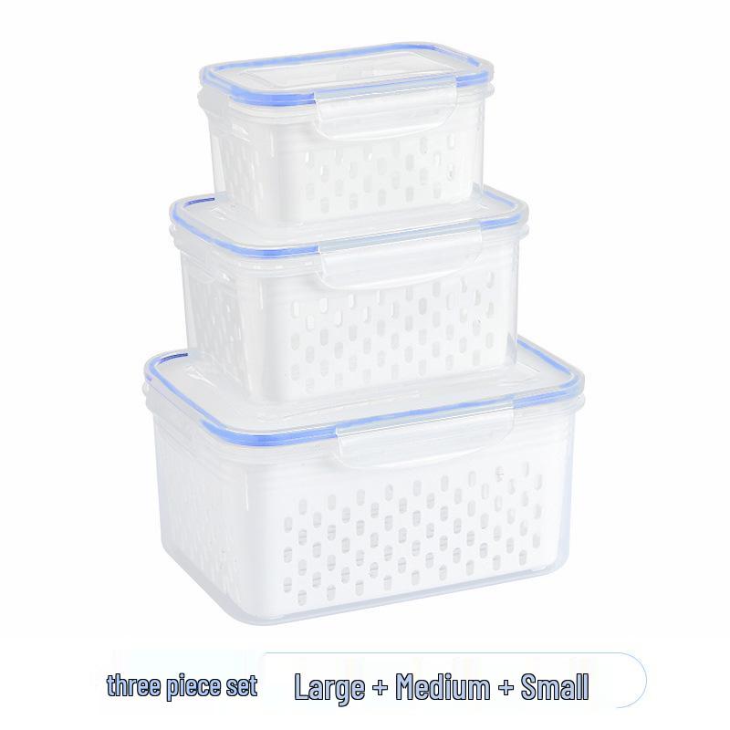 Large Capacity Double-Layer Transparent Fruit Storage Box with Drain - Food-Grade Plastic