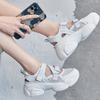 100% Genuine Leather Shoes Thick Sole Summer Women Sandals Casual Woman Height Increasing White Shoes A3507
