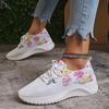 Fashion Women Print Platform Sneakers Spring Autumn Knitting Mesh Tennis Shoes Woman Lightweight Non Slip Casual Walking Shoes