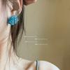 Blue beaded stud earrings heavy industry hand-woven hydrangea earrings white holiday wind ear clips mosquito coil disc s