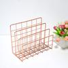 Nordic Metal Storage Basket Rose Gold Minimalist Book Organizer Basket Office Desktop Sundries Holder Newspaper Magazine Rack