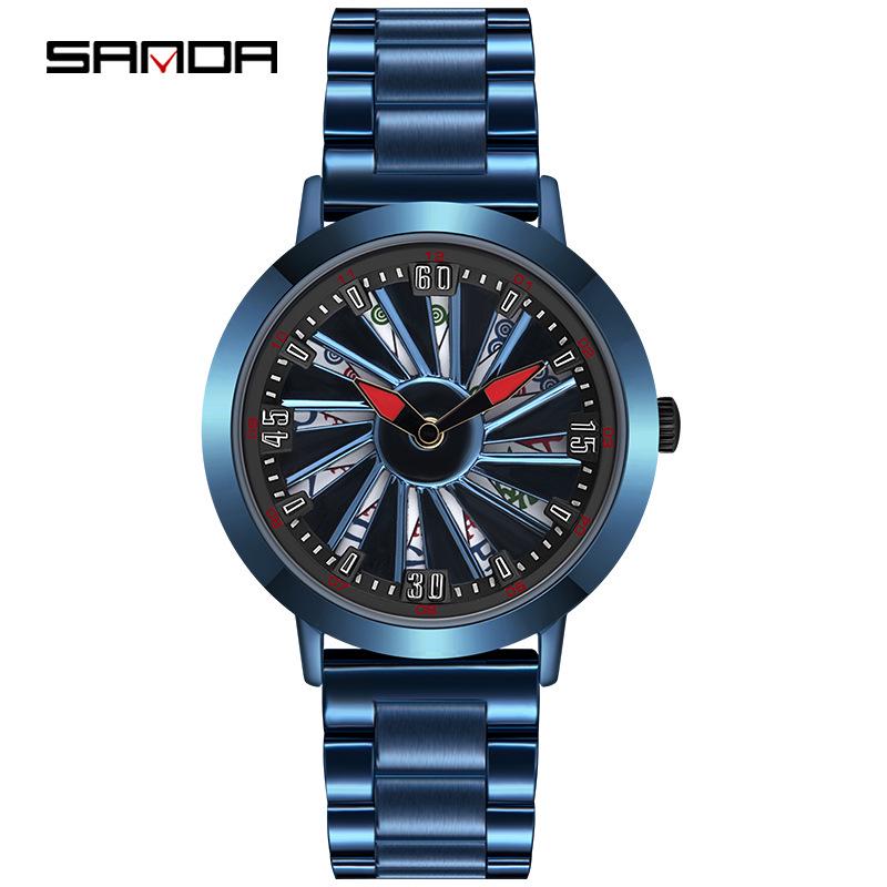 Sanda Mahjong Hollow Large Turntable Men s Fashion Watch