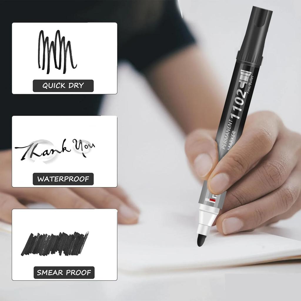 3-100 Pcs/Set Permanent Marker Pen Fine Point Waterproof Ink Thin Nib Crude Nib Black Blue Red Ink 2-3mm Fine Color Marker Pens