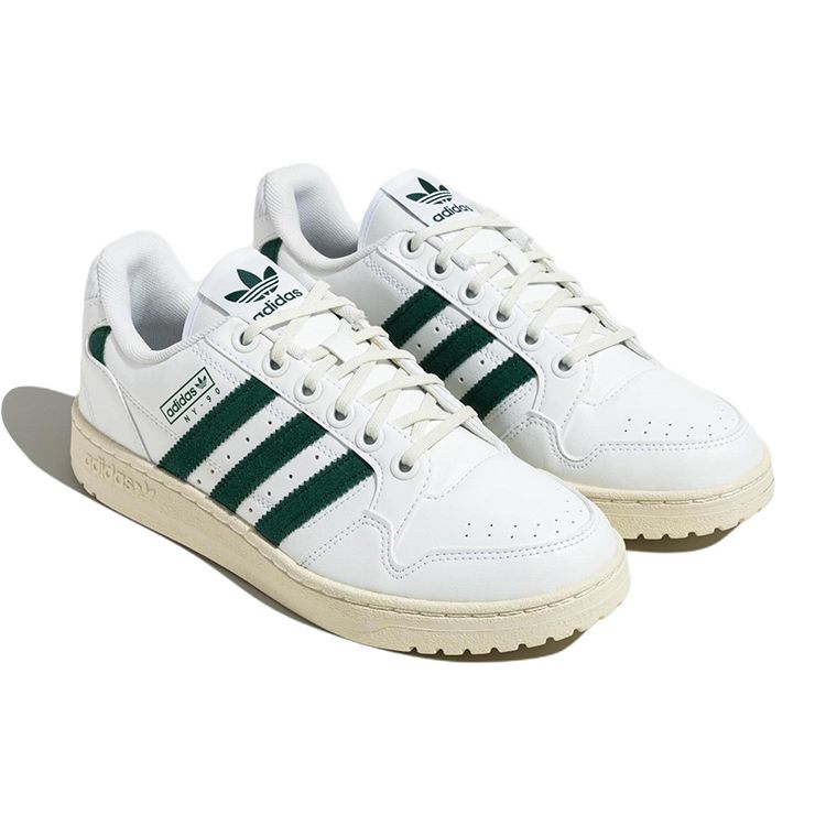 Adidas Originals Ny 90 Stripes Leather Casual Slip Resistant Lightweight Low Top Sneakers Unisex Sneakers White Green HQ4272