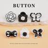 5pcs Children'S Clothes Sweater Buttons Cartoon Bow Buttons Baby Cardigan Jacket Cute Flower Decoration Black And White Buttons