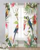 Tropical Leaves Parrot Flowers Sheer Drapes for Living Room Decoration Window Curtains Kitchen Curtains