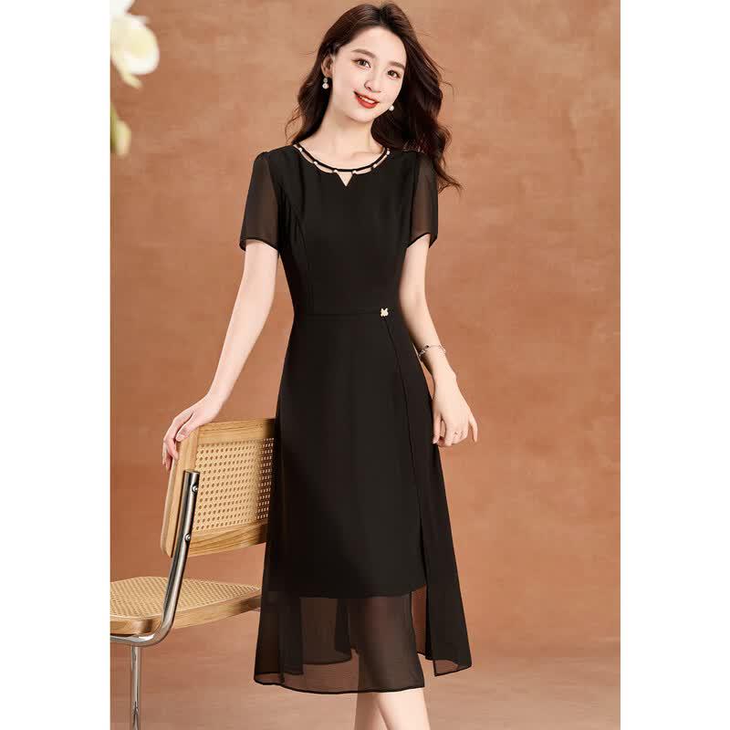 Women's Elegant Hollow-out A-line Little Black Dress