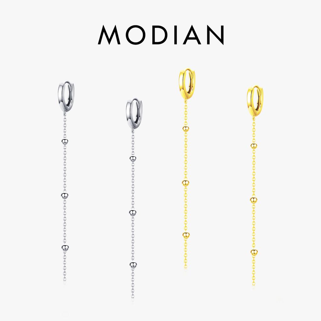 Modian Exquisite Fashion Swing Long Tassel Drop Earring Real 925 Silver Charm Chain Dangle Earrings For Women Jewelry