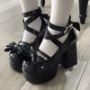 Dámské cosplay sandály na klínku na vysokém podpatku Boty s motýlkem Japonské boty Lolita Punkové boty JK Kawaii
