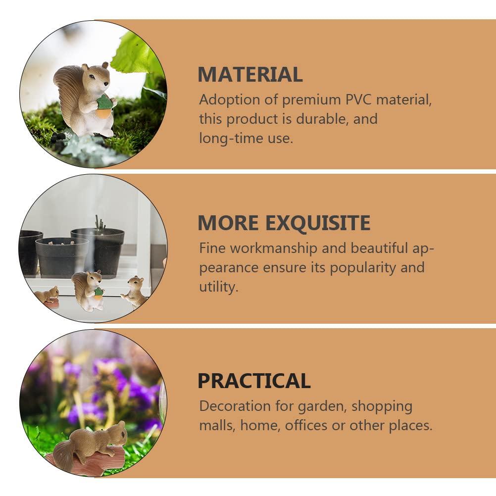 OUNONA Squirrel Figurine PVC Micro Landscape Miniature Garden Tabletop Indoor and Outdoor Cute Animal Figures 8-Piece Set, Decorations, Decor, Use,