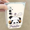 Cute Panda Print Case For Samsung S26 S25 Ultra S24 S23 S22 S21 FE A15 A35 A55 A16 A36 A56 A17 A18 A37 A57 5G Leather Texture Soft Cover