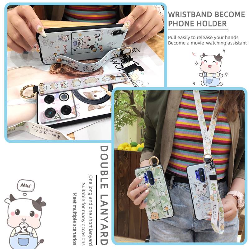 Cute Silicone Phone Case For infinix GT 20 Pro/X6871 Phone Holder Lanyard Durable Ring Back Cover Fashion Design Cartoon