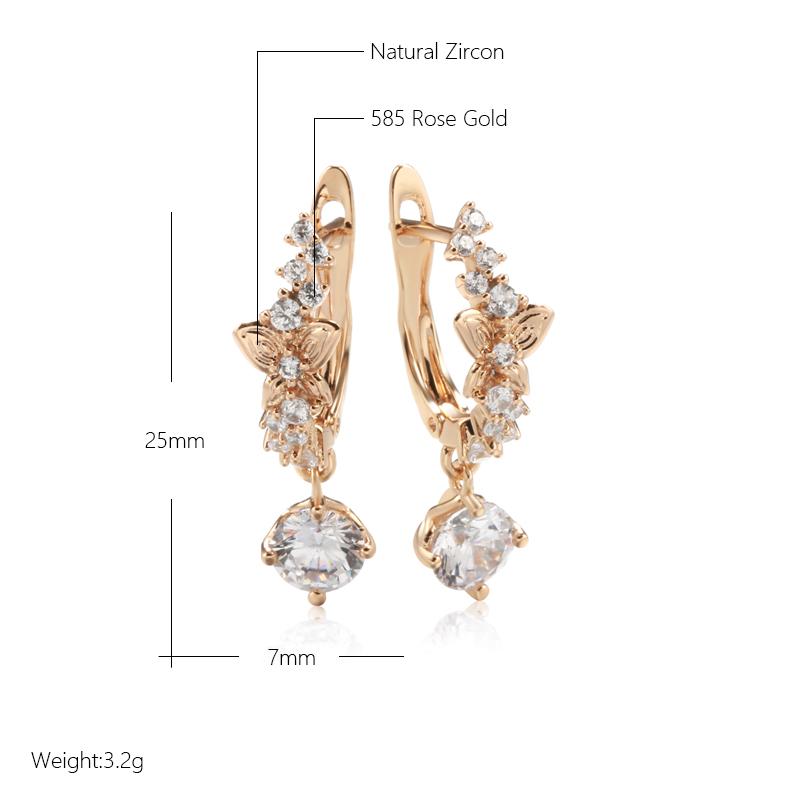 Luxury  Rose Gold Color Women Earring Bling Natural Zircon Dazzling Hollow Butterfly Dangle Earring Fine Daily Jewelry