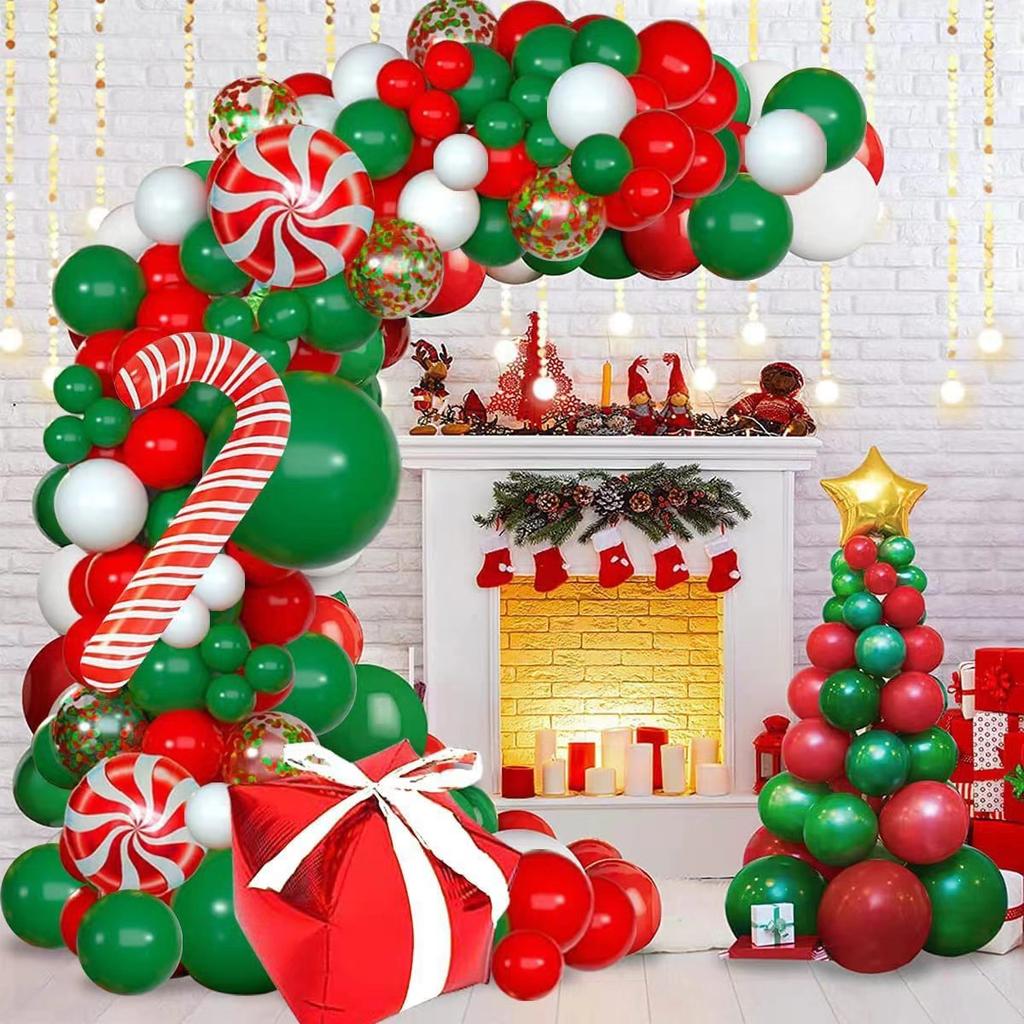 Christmas Balloon Chain Merrychristmas Festive Atmosphere Decorative Props Photo Background Wall
