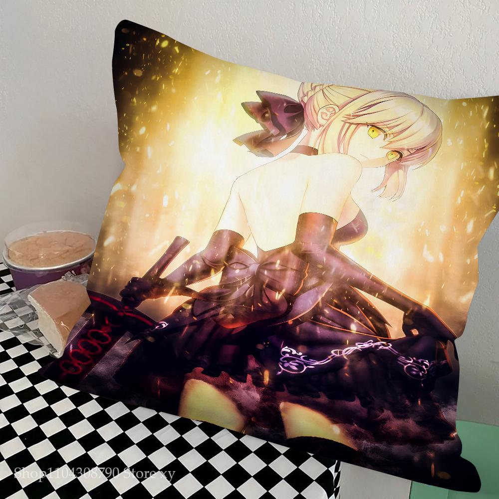 Anime Fate Zero Stay Night Saber Pillow Case Square Pillow Bedroom Sofa Leisure Comfort Cushion Car Living Room Home Decoration