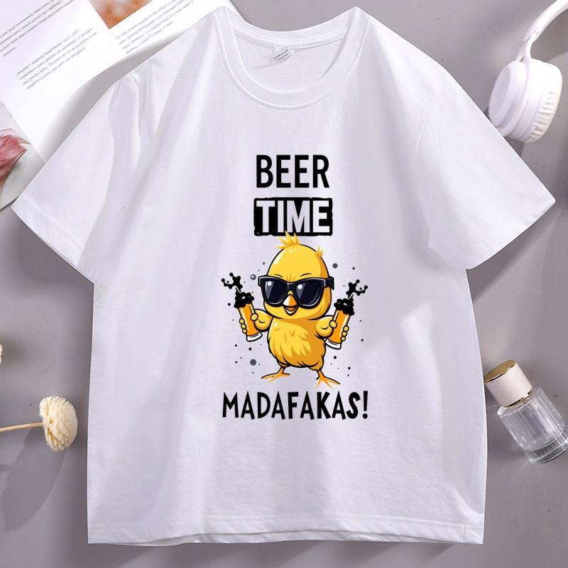 Beer Time Madafakas Tshirt Funny Meme Unisex T Shirt Beer Humor Party Tee Drinking Humor Cotton Short Sleeve Tshirt Loose Tops