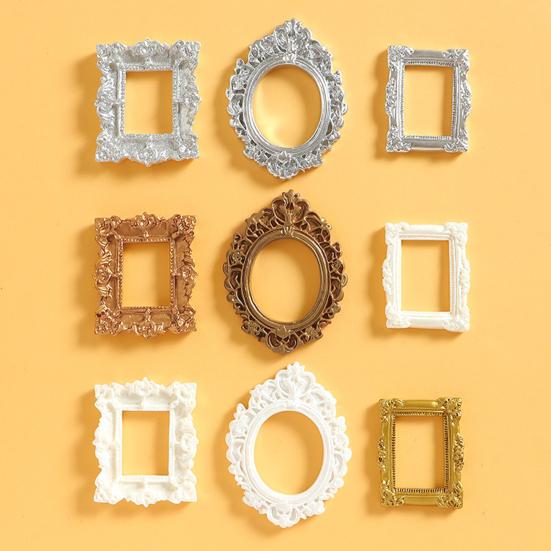 Barock Mini-Bilderrahmen Retro Kleiner Fotorahmen Vintage Winziger Fotorahmen DIY Zubehör für Schmuck Handyhüllen Kühlschrankmagnete Basteln