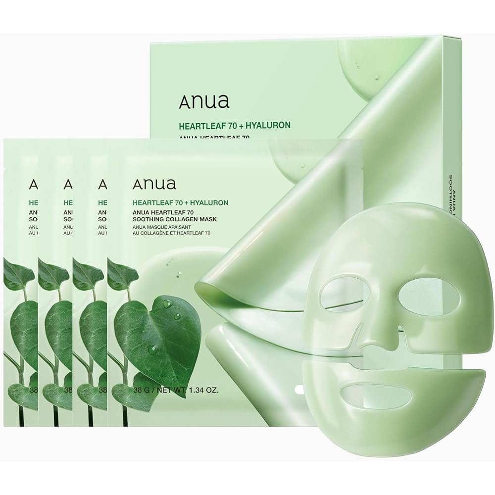 Anua Heartleaf Collagen Face Mask Pack 70ml Hydrating Soothing for Combination Skin 4 Sheets