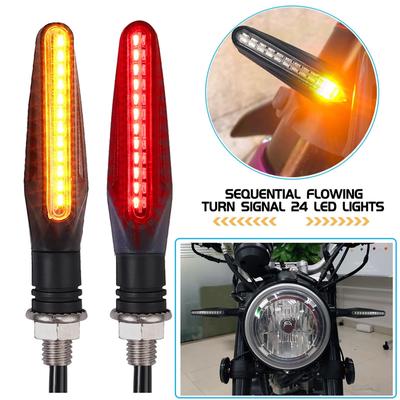 2Pcs 24LEDs Indicator Universal Motorcycle Flowing Turn Signal Light Bendable Flashing Brake/Day Running