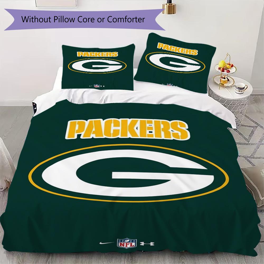 Green Bay Packers Muster Bettwäsche Steppdecken-Set Bettbezug Kissenbezug Heimdekoration Geburtstagsgeschenk (1*Bettbezug + 2*Kissenbezug ohne Füllung)