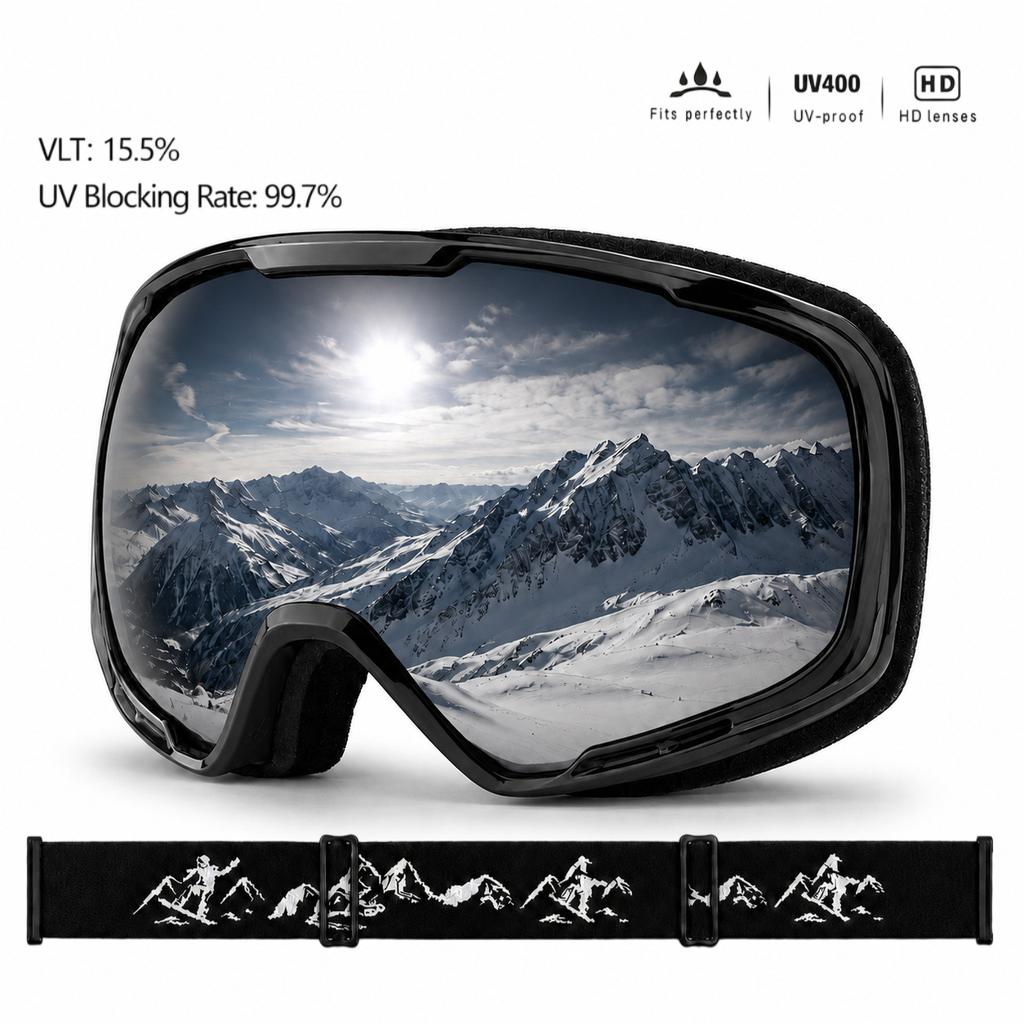 Double-layer anti-fog children's ski goggles, high-definition, UV-resistant, spherical lenses, outdoor mountaineering, windproof, and snowproof
