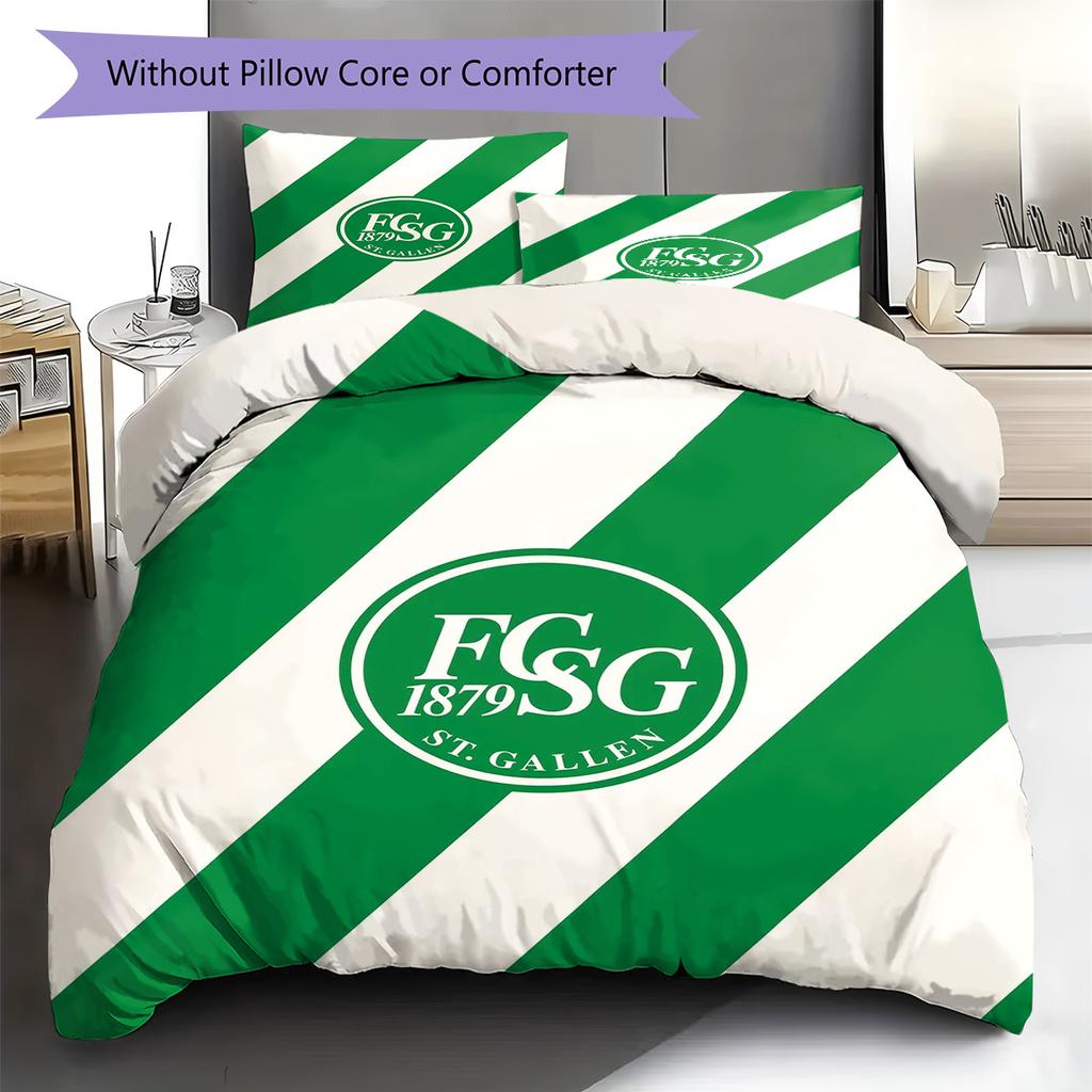 FC St. Gallen Pattern Bedding Set Quilt Cover Pillowcase Home Decor Gift (1 * duvet cover + 2 * pillowcase, without core)