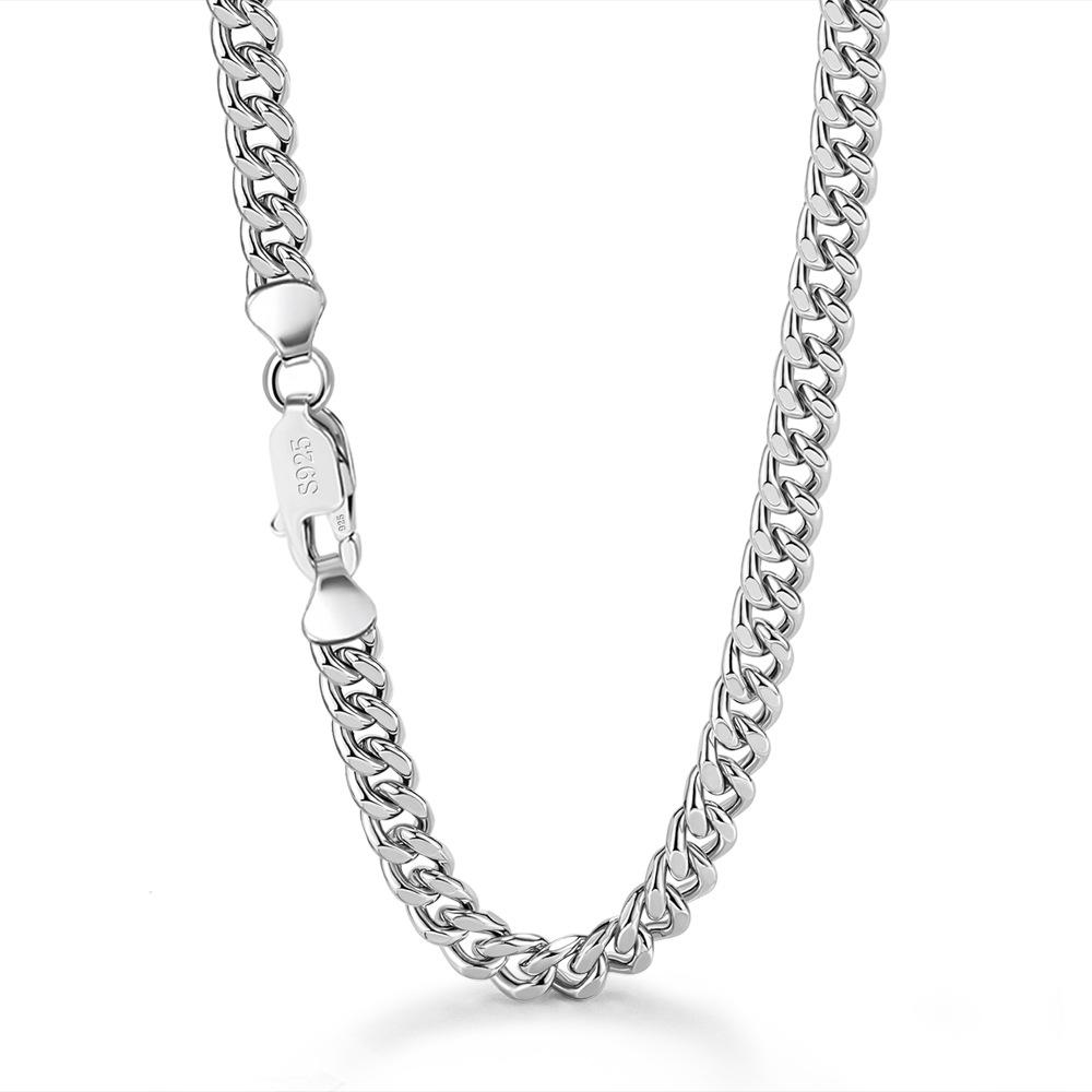 Classic Men'S Cuban Whip Necklace 6Mm White Copper Plated Thick Rhodium Gold Trendy Men'S Silver Jewelry
