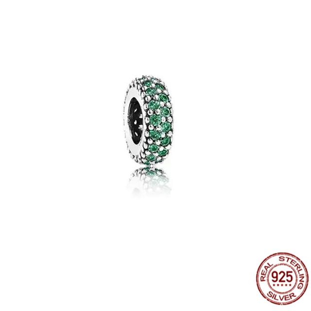 Authentic 925 Sterling Silver Clear Sparkle Spacer Charm Bead Fit Sweet Fasion Bracelet Necklace Fine Jewelry Gift For Women