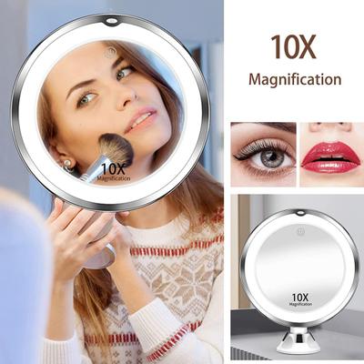 Cosmetic Mirror 10x Magnifying Mirror with LED Light Portable Powerful Makeup Mirror for Home Travel