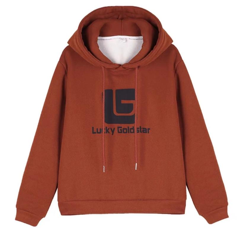 Plus Samt Pullover Damen Herbst und Winter Mode Übergröße Kapuzenpullover Bedruckt Langärmlig Verdickt Damen Bluse