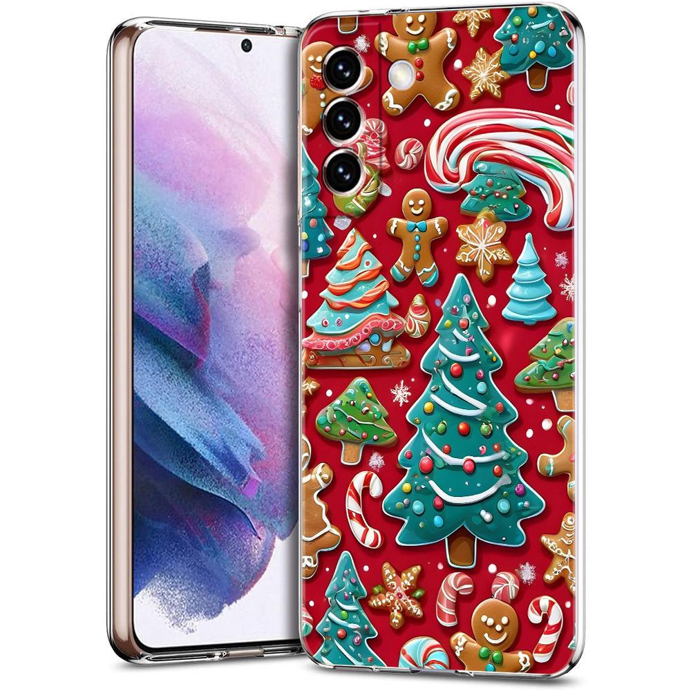 Transparent Phone Case Cover for Samsung Galaxy S25 S24 S23 S22 S20 S21 FE Ultra S24 S10 S10E Plus 5G New Year Christmas Pattern