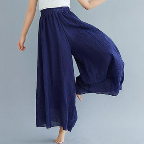 Women's Plus Size Cotton Linen Midi A-Line Skirt with Elastic Waist In 20 Colors