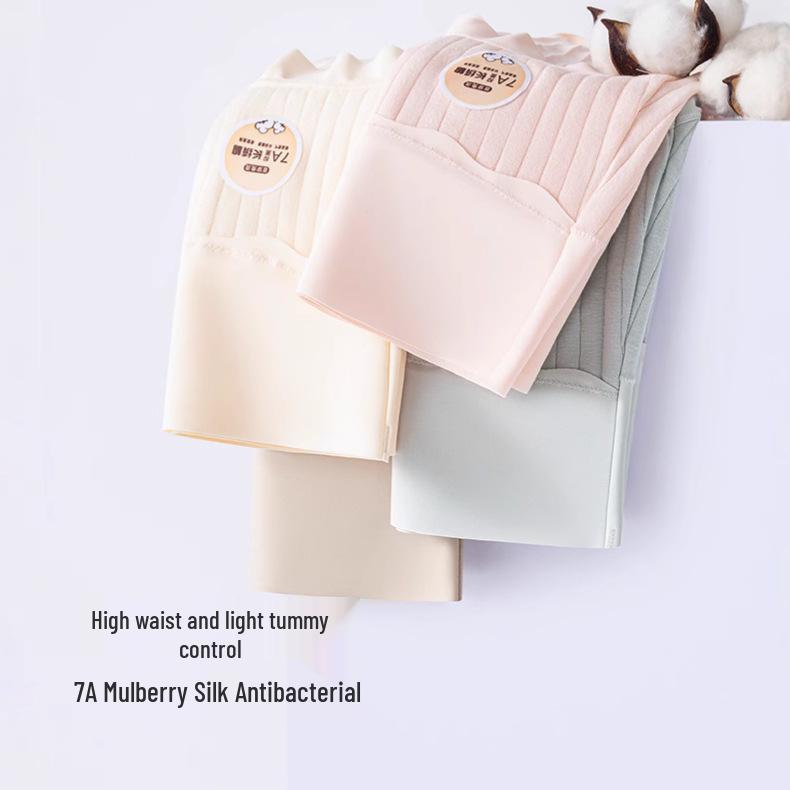 Plus Size Women's Antibacterial 7A Mulberry Silk Seamless High-Waisted Tummy Control Briefs