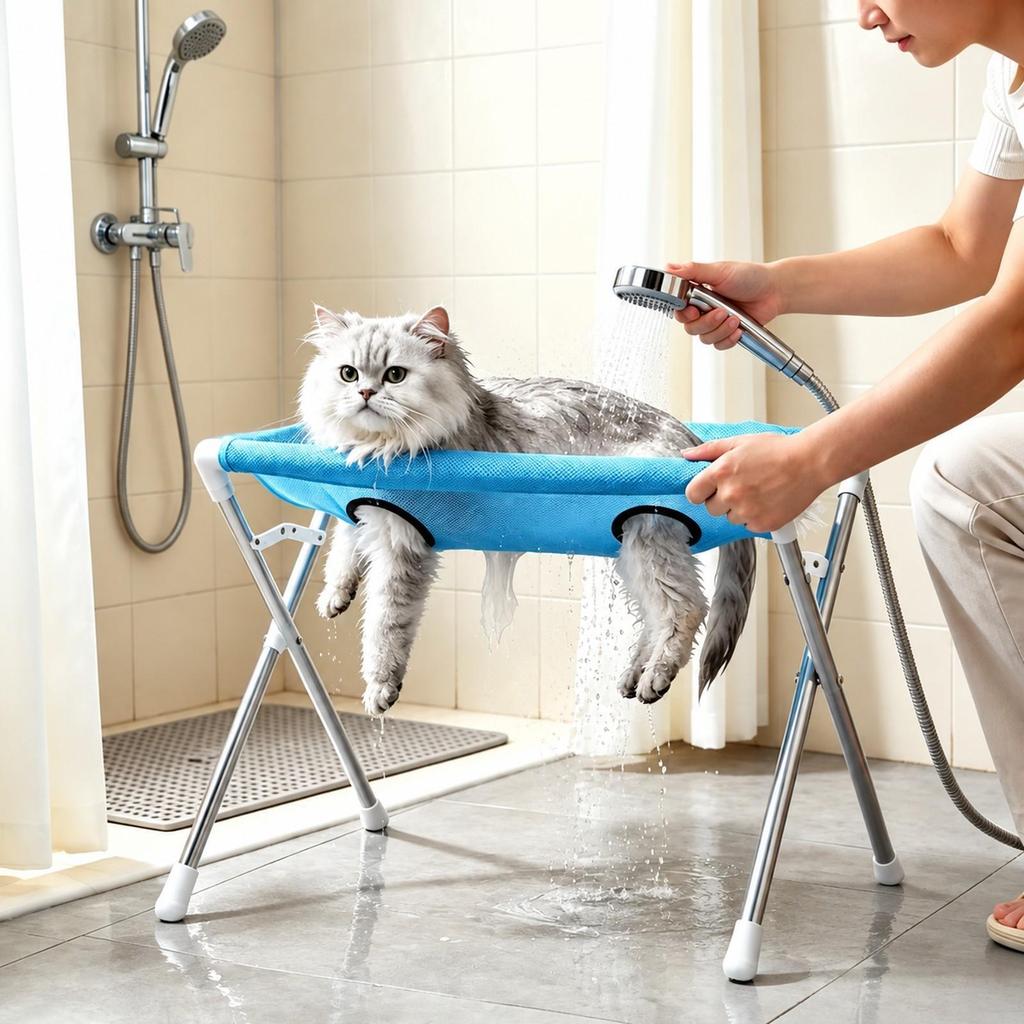 Bathing Restraint Stand Foldable Quick Draining Grooming Station for Pet Owners