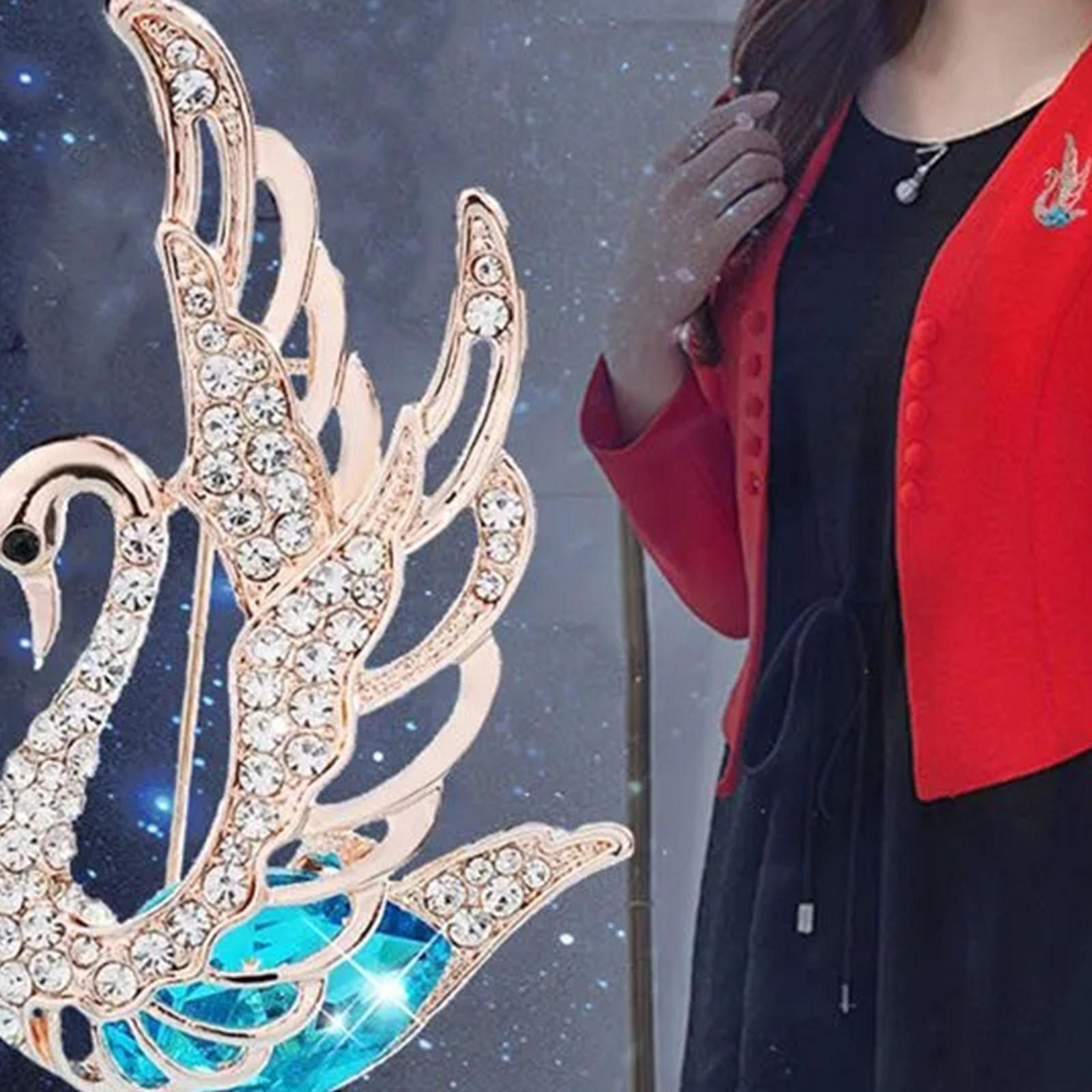 

Модна брошка «Кришталевий лебідь», жіночий темперамент, універсальний аксесуар у формі квіткової скрині з тваринами One Size синій