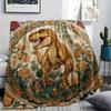 Dinosaur Print Flannel Blanket, High quality Comfortable for All Seasons, Home Decor, Warmth and Comfort, Perfect for Christmas Gifts