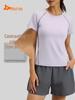 Juyi Tang Women's Summer Sporty Round Neck Yoga Top - Breathable, Slimming, Loose Fit Short Sleeve T-shirt