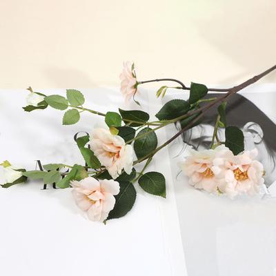 4-stämmiger künstlicher Kamelienbaumzweig mit 6 Blütenköpfen, unechte Seiden-Kamelienblüten mit Stiel für Vase, Hochzeit, Büro, Heimdekoration