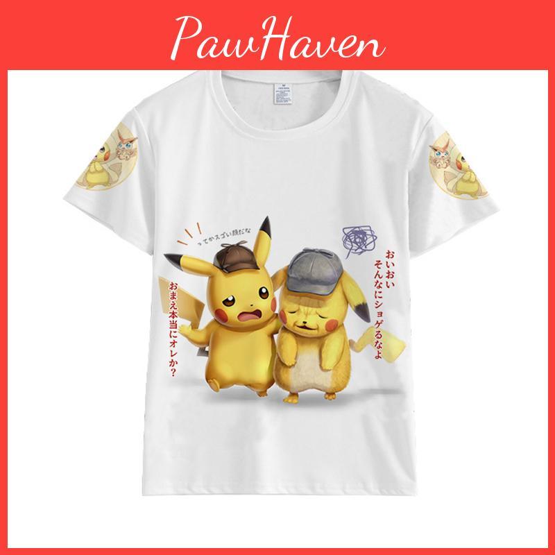 Tshirt Detective Pikachu 3d Print Short Sleeve Cosplay Costume Tops Tee