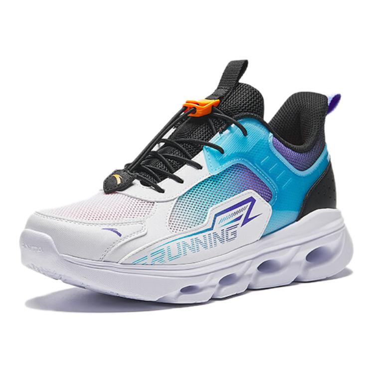 Anta Breathable Trendy Minimalist Durable Low-Top Kids Running Shoes Kids sneaker White Blue Black A12435572-4