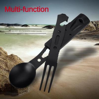2Pcs/set Outdoor Multi Functional Camping Tableware Set Outdoor Stainless Steel Spoon Fork