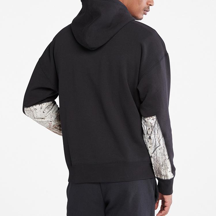 Timberland Color Block Hooded Loose Fit Long Sleeve Sweatshirt Men Sweatshirt Black A5VS1-001