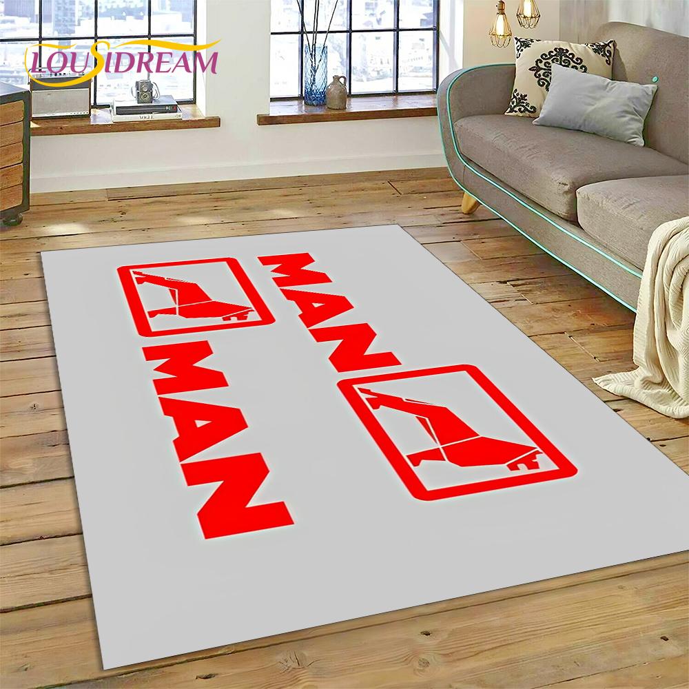 Tappeto con stampa 3D con logo di camion Man per soggiorno, camera da letto, arredamento per la casa, tappetino antiscivolo, decorazione per divano, zerbino, regalo per bambini