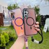 Stylish Laser Gradient Magnetic Lanyard Shockproof Case for Samsung S26 S25 S24 Ultra S26 Plus S25 FE S25 Edge For Magsafe Cover