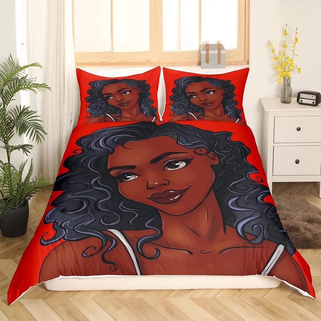 African American Black Duvet Set Three-Piece Soft Bedding Set With Pillowcase