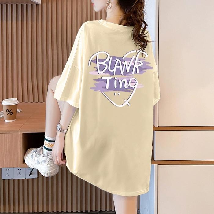 Pure Cotton T-shirts Women Summer Cute Cartoon Print Hip Hop Streetwear Casual T Shirt Female Harajuku Oversized Short Sleeve White Y2k Tops