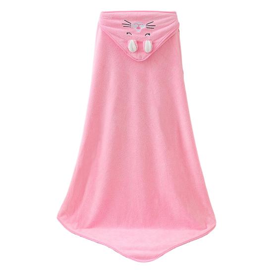 Children Bath Towel Cartoon Animal Embroidery Decor Soft Microfiber Highly Absorbent Newborns Swaddle Blanket Sweat-Absorbent Pad Body-drying Cape