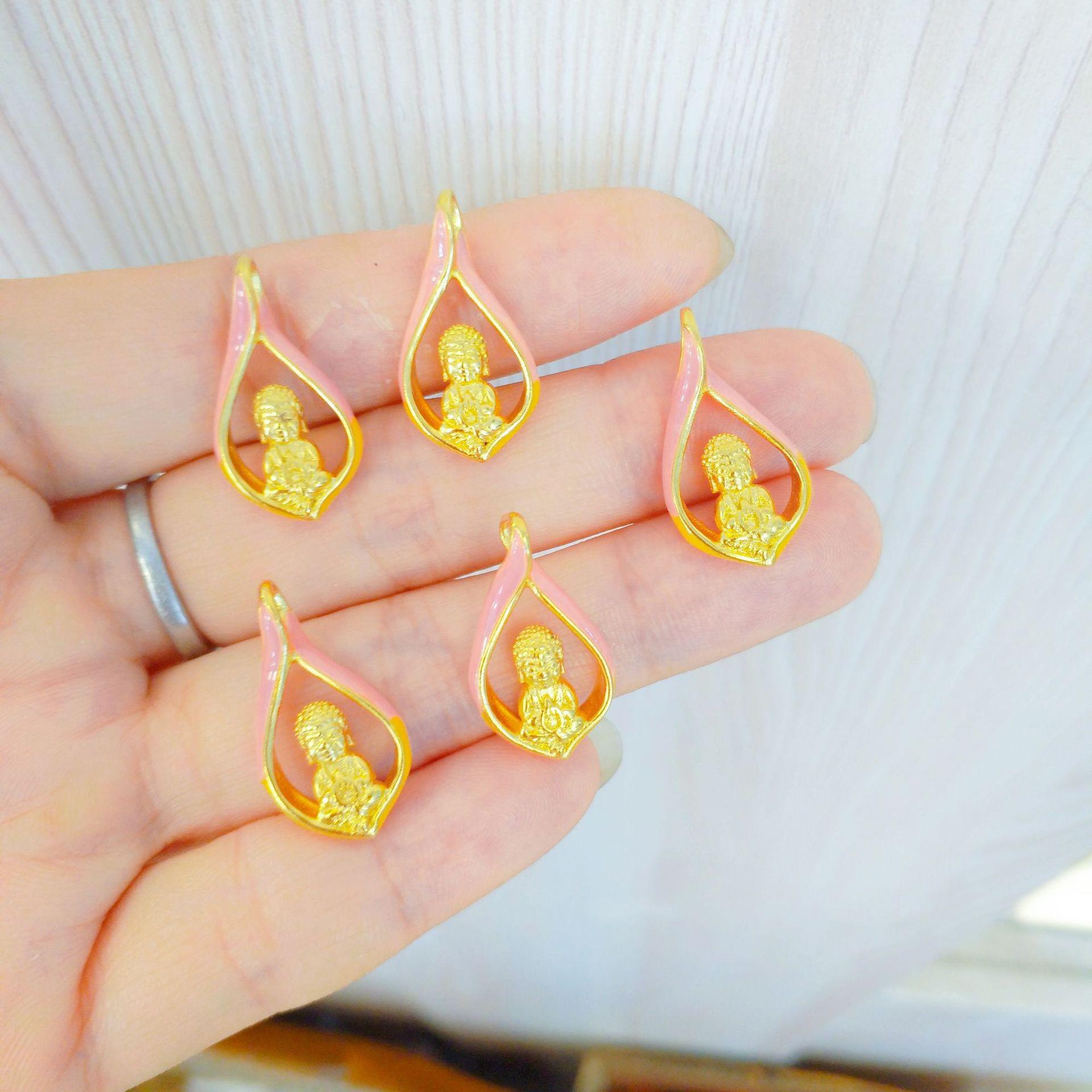 Вьетнамское позолоченное латунное эмалированное ожерелье-подвеска с Буддой - Модный женский подарок